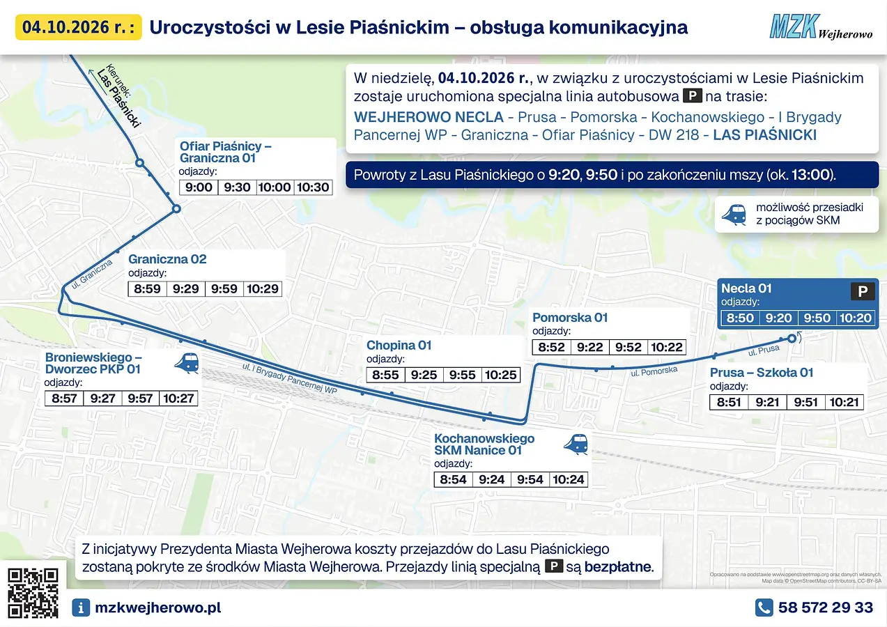 Uruchomienie specjalnej linii autobusowej P w dniu 4 października 2026 r.